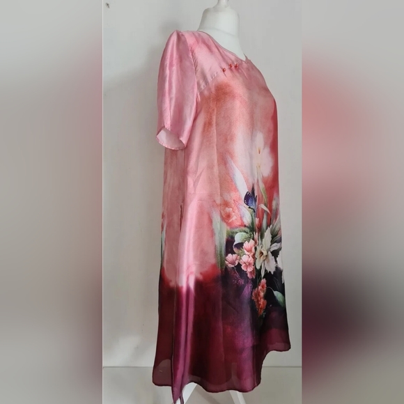Butler & Wilson floral dress size medium short sleeve kimono kaftan satin look - Picture 7 of 10